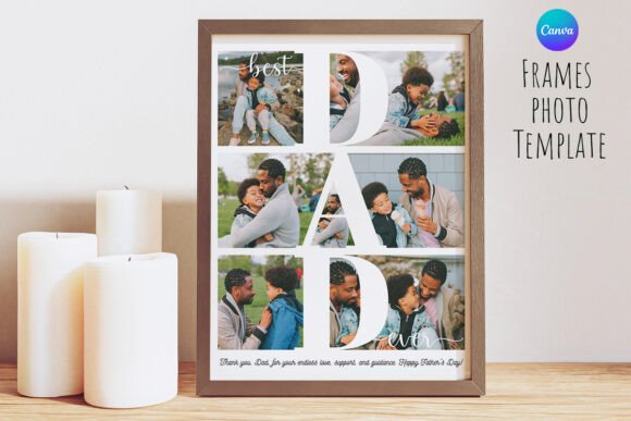 Best Dad Ever Photo Frame Canva Template