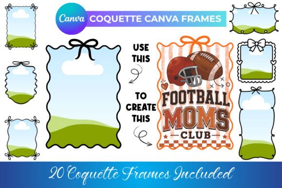 Coquette Doodle Border Canva Frames: Instant Hand-Drawn Charm