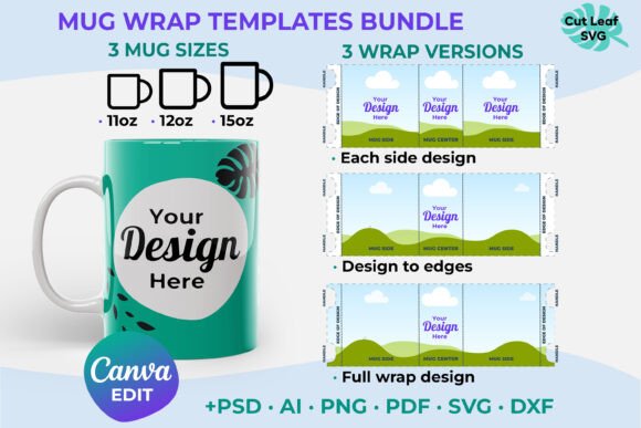 Master Mug Design with 11oz 12oz 15oz Mug Wrap Canva Template