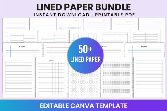 Transform Your Projects with the Editable Lined Paper Bundle for Canva